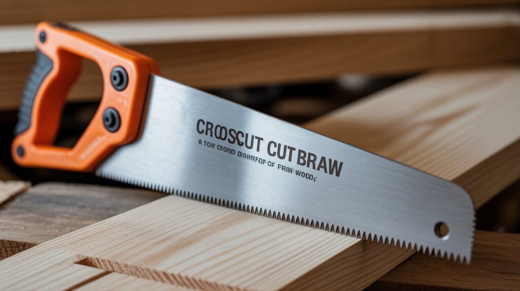 Hand Saw Guide showing a crosscut saw used for cutting across wood grain