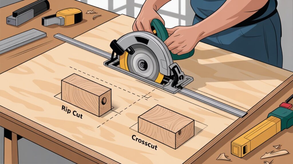 using a circular saw to cut plywood