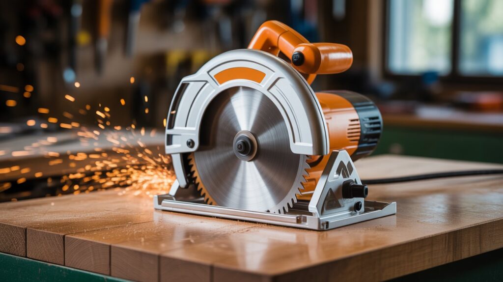 Man using a cutting saw to cut wood – demonstration of cutting saw in action