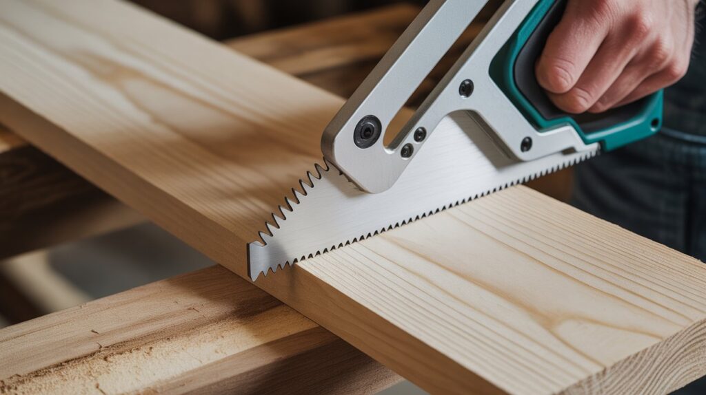 Hand Saw Guide showing a rip saw cutting along the wood grain