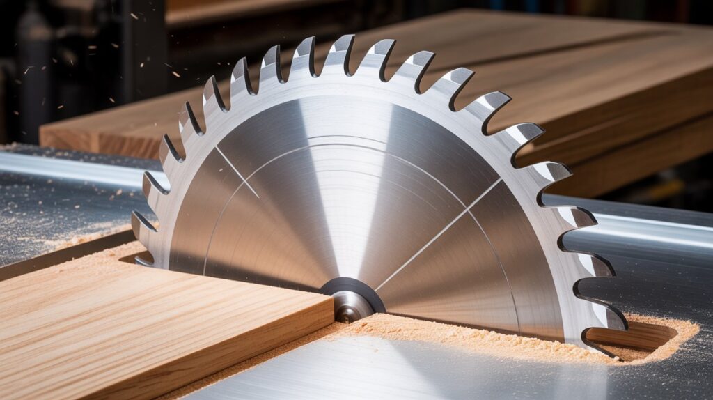 Crosscut table saw blades showing fine tooth design for accurate cuts