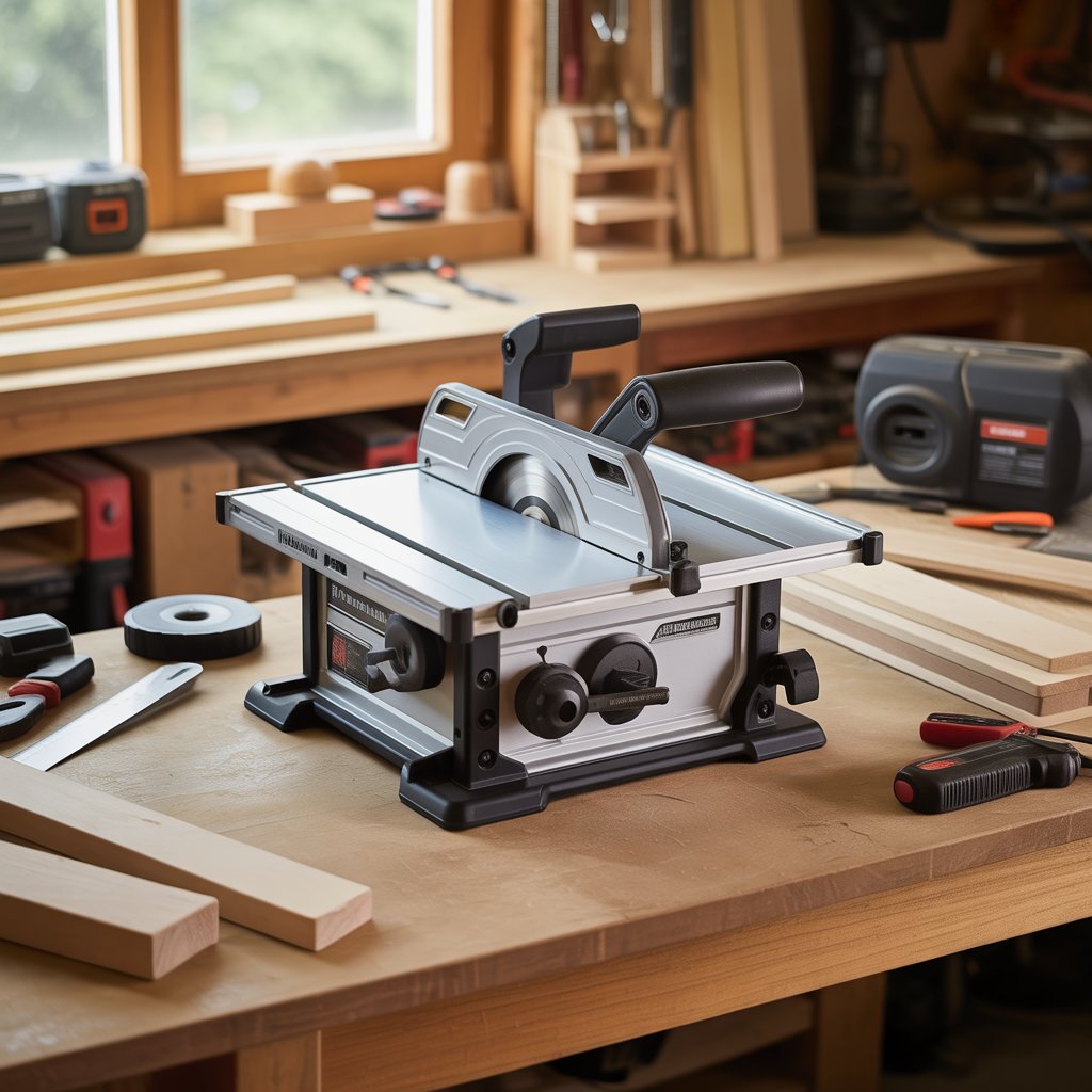 Compact table saws with portable design for small woodworking spaces