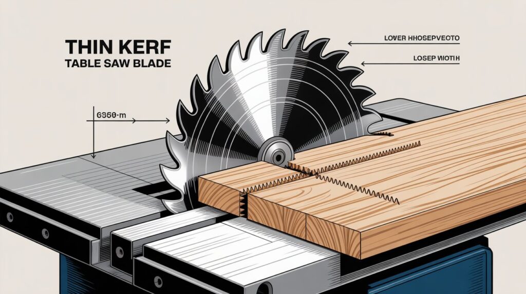Thin kerf table saw blades designed for low horsepower and portable saws