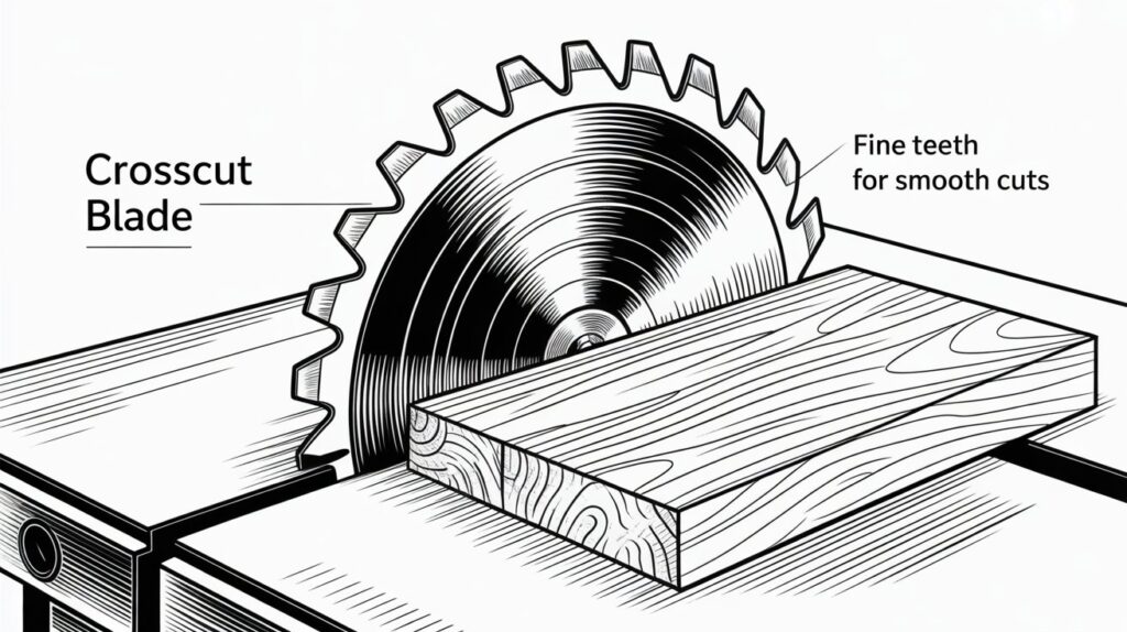 Table saw parts showing crosscut blade design