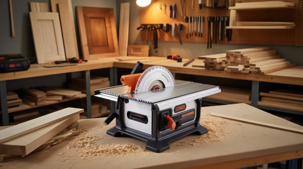 Benchtop table saw for DIY home improvement and furniture projects