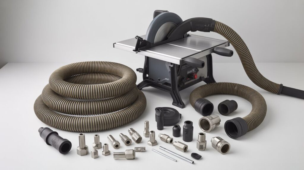 Table saw dust collection kit with hoses and fittings for tablesaw dust collection