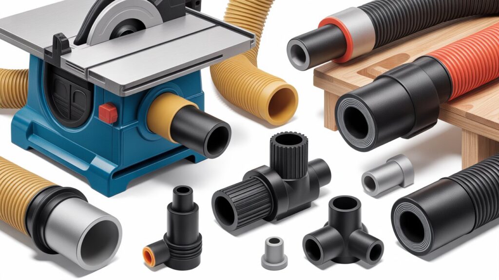 Tablesaw dust collector adapter ensuring tight connection for tablesaw dust collection