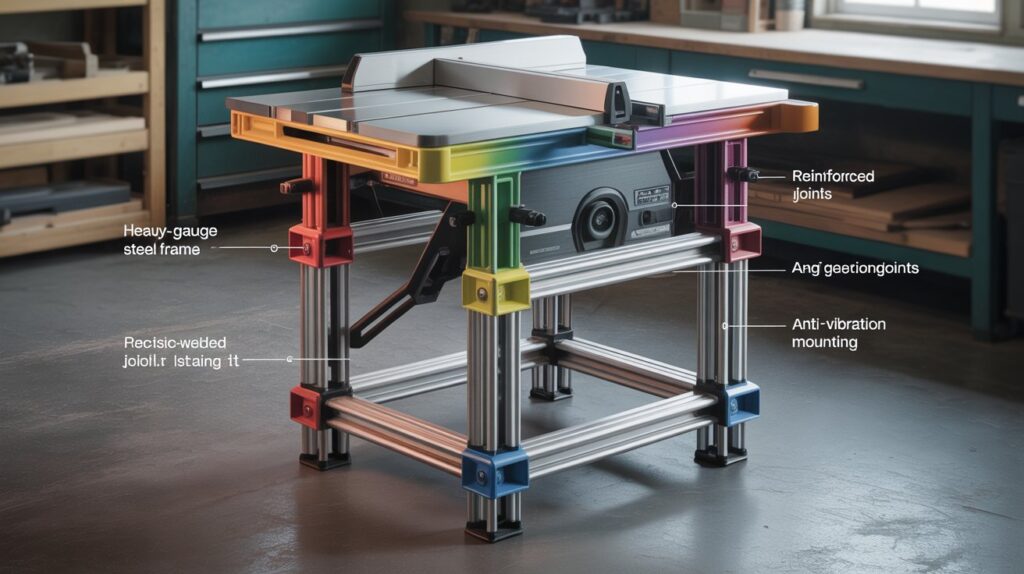 Stand for table saw showing strong build quality