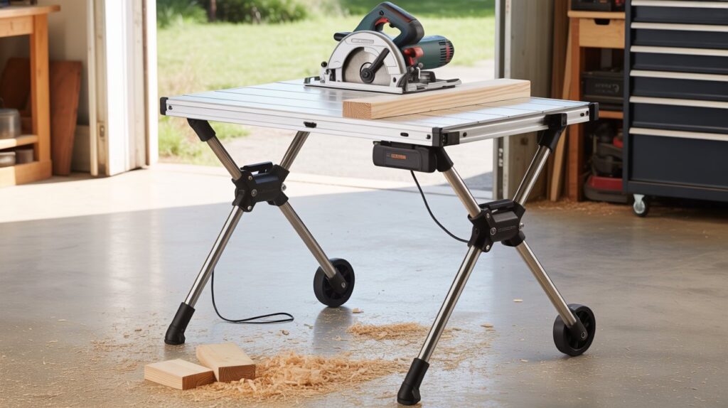 Stand for table saw designed for easy transport