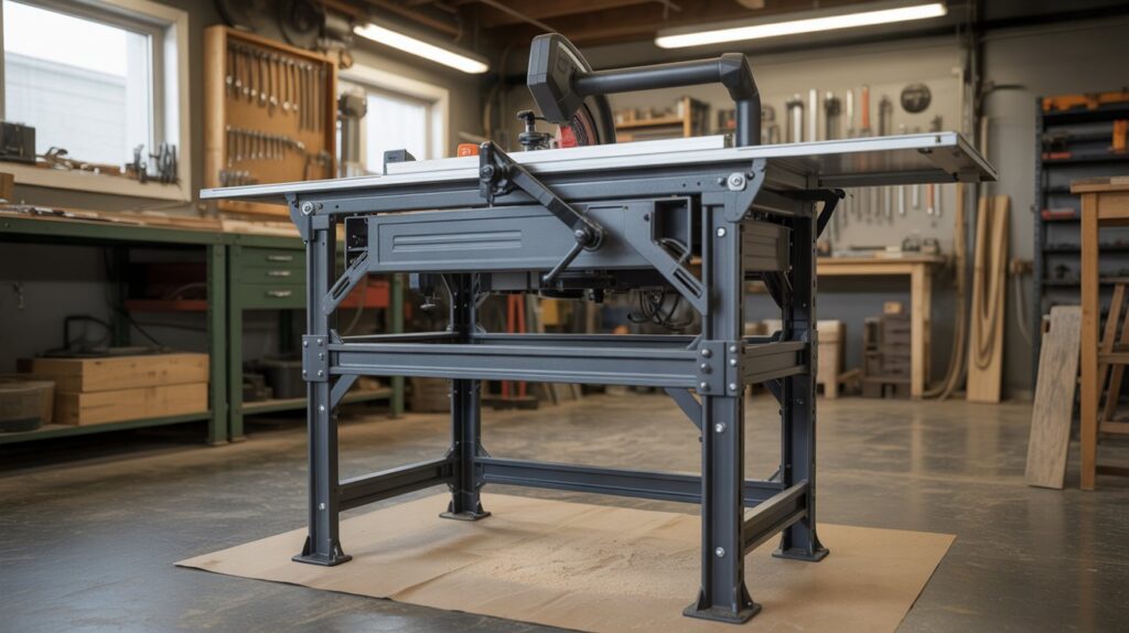 Stand for table saw with heavy-duty construction