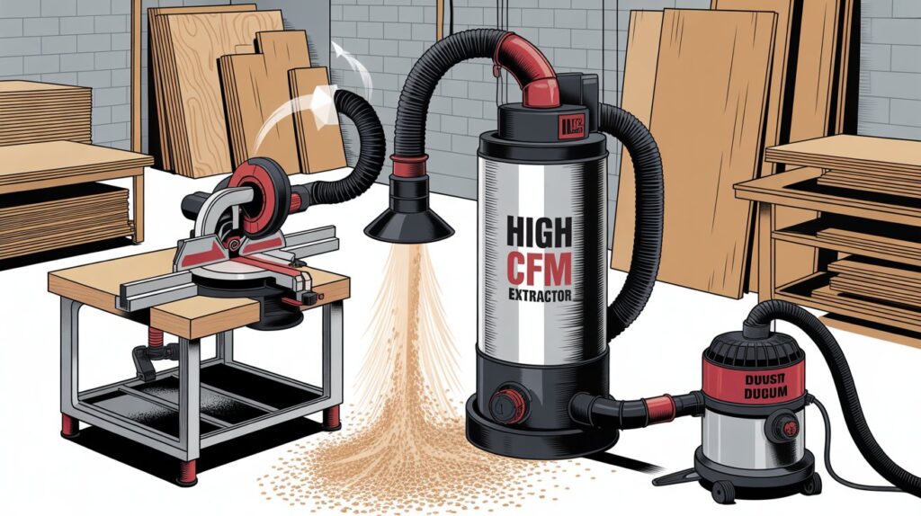 For small workshops, a strong shop vacuum can work well. 