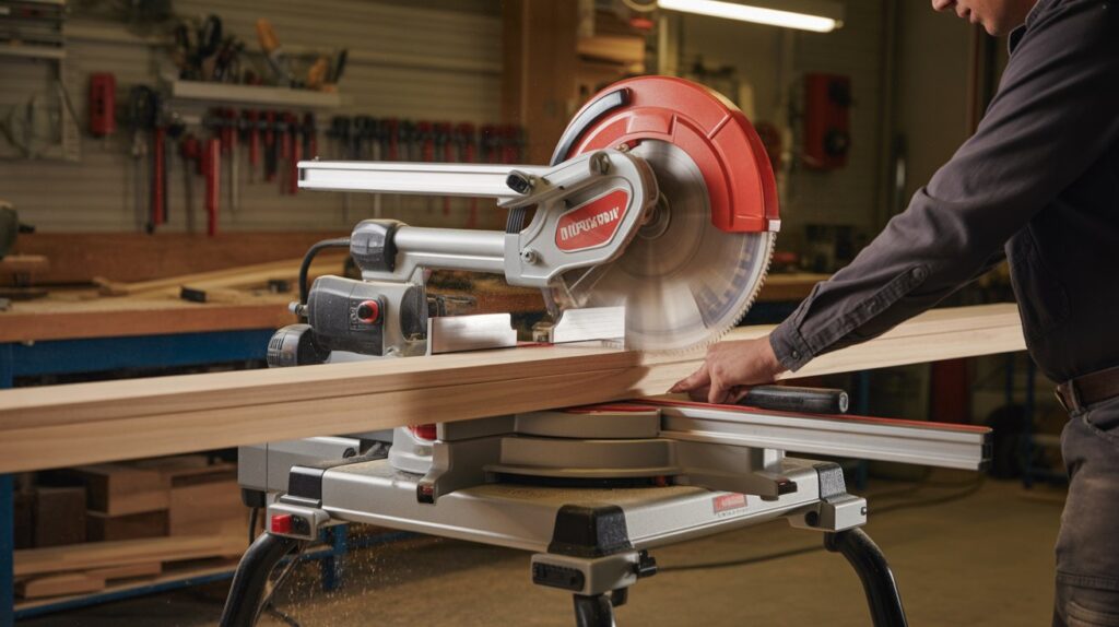 Best miter saw stand providing stable support and accurate cutting in a woodworking workshop.