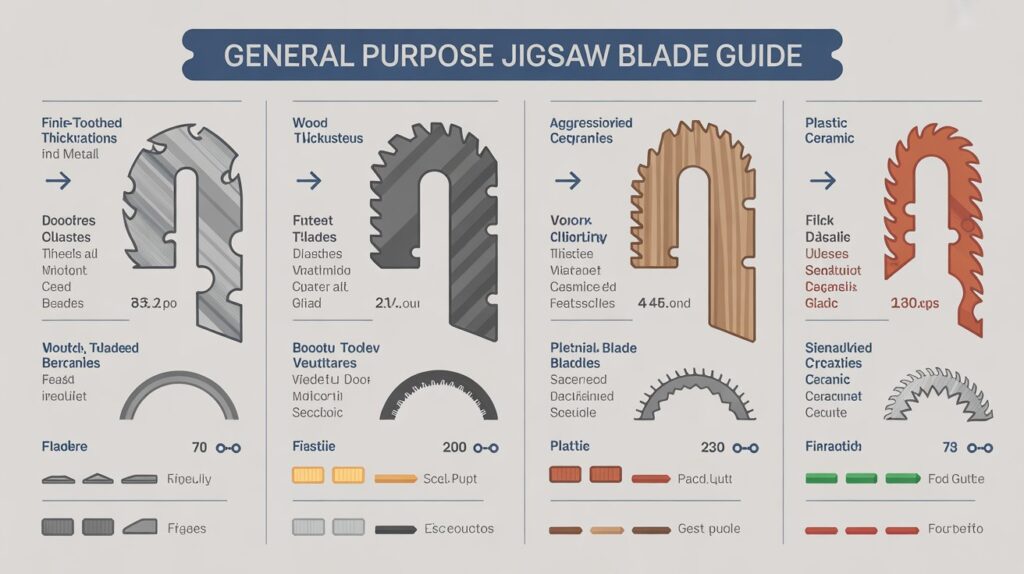 Jigsaw blades guide for cutting different materials