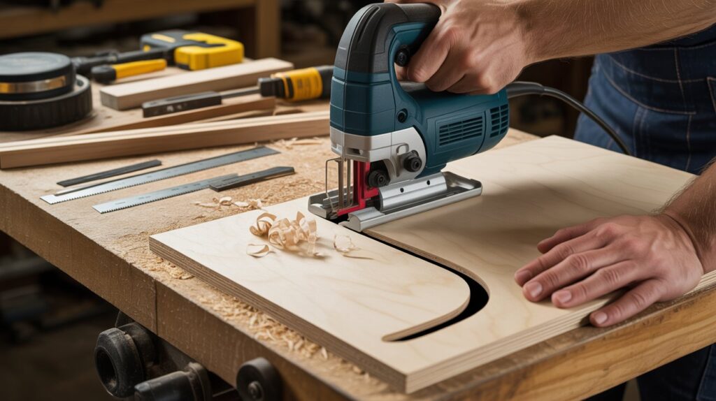 Cutting plywood with jigsaw for smooth and accurate wood cutting
