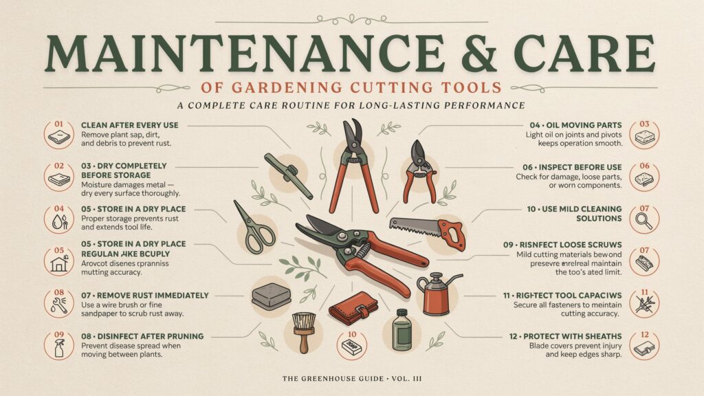 Maintaining cutting tools in gardening properly