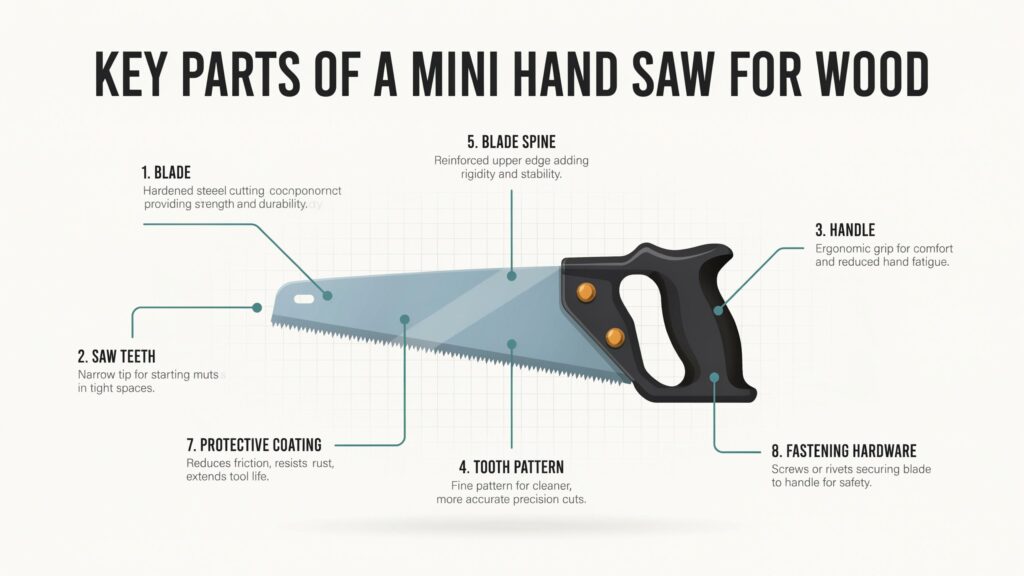 Key parts of a Mini Hand Saw for Wood diagram