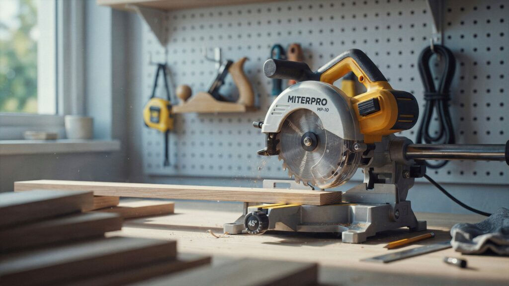 Mini miter saw for woodworking and DIY project