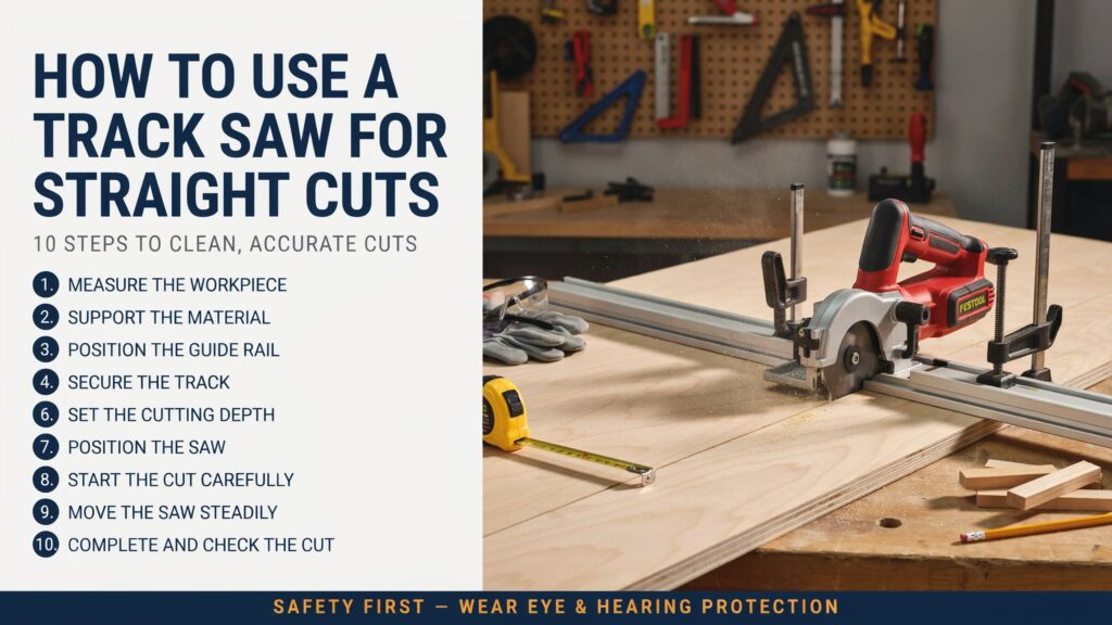 Track Saw guide for straight cuts