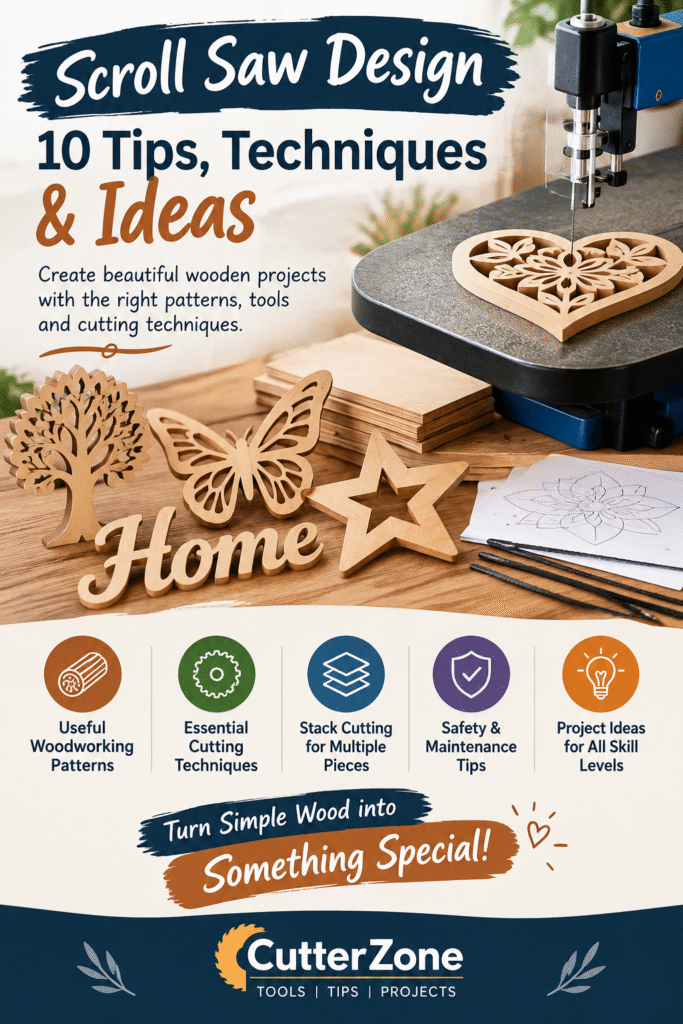 Scroll saw design for cutting decorative shapes from wood.