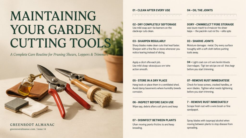 Keeping cutting tools in gardening in good condition